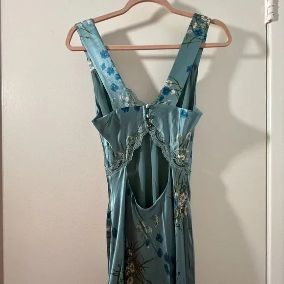 Reformation Chania Silk Dress in Blue - Picture 5 of 8